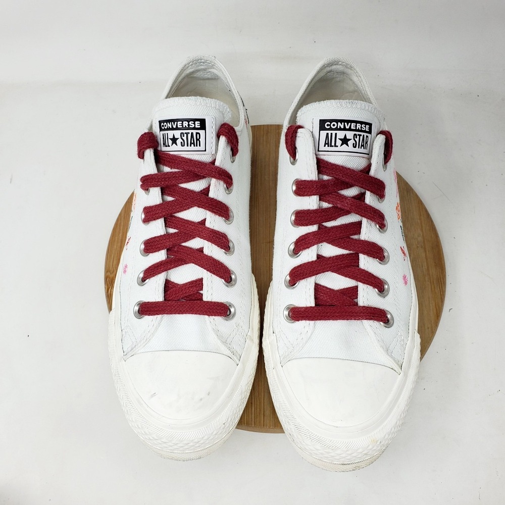 Converse All Star Lift Platform Shoes Womens 8 White Summer Embroidered Sneaker - Picture 4 of 13